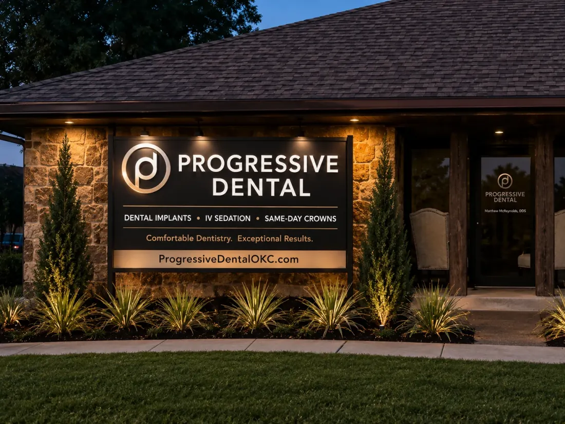 New Progressive Dental office sign in Oklahoma City